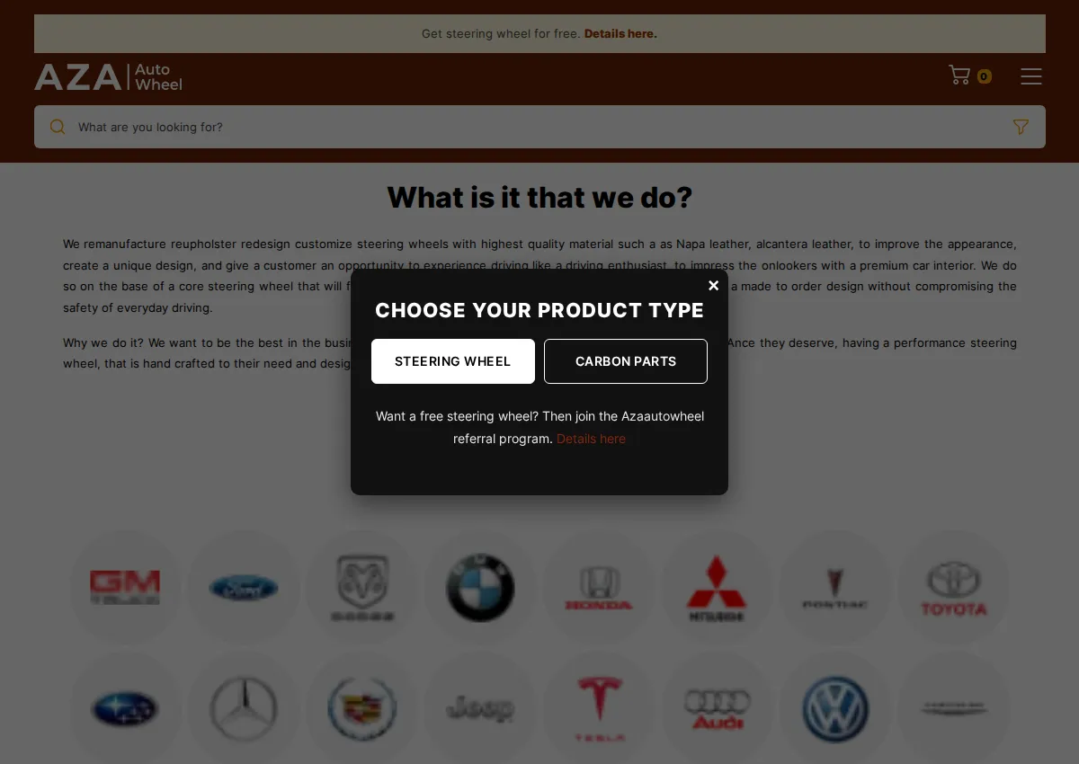Store homepage