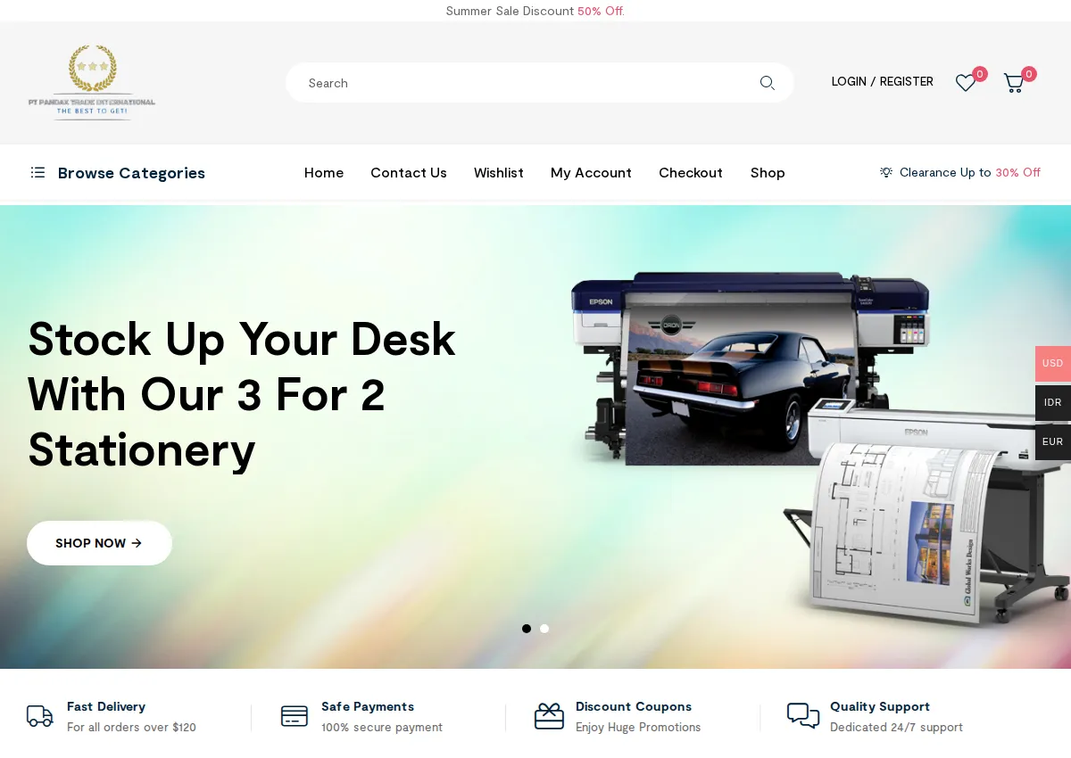 Store homepage