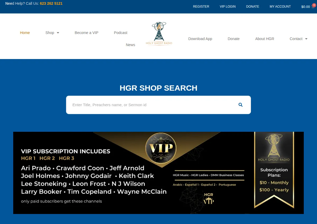Store homepage