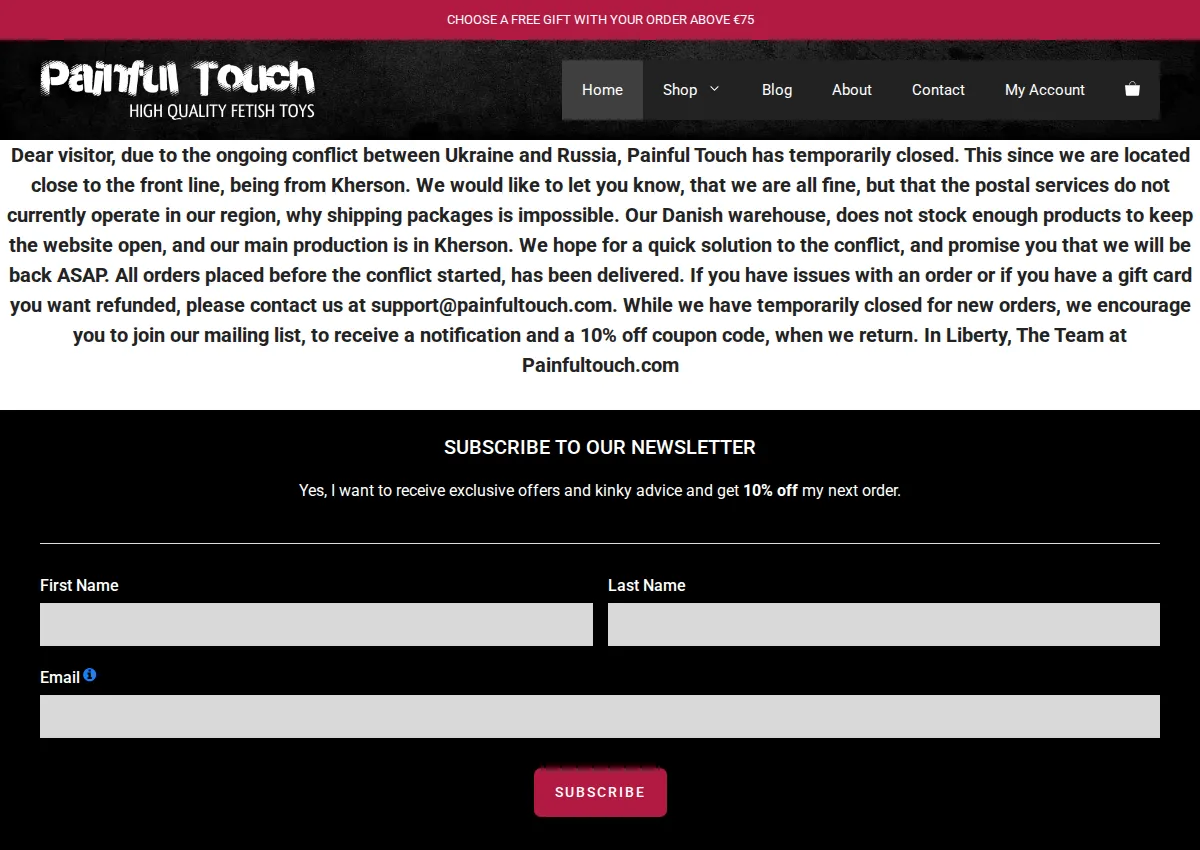 Store homepage