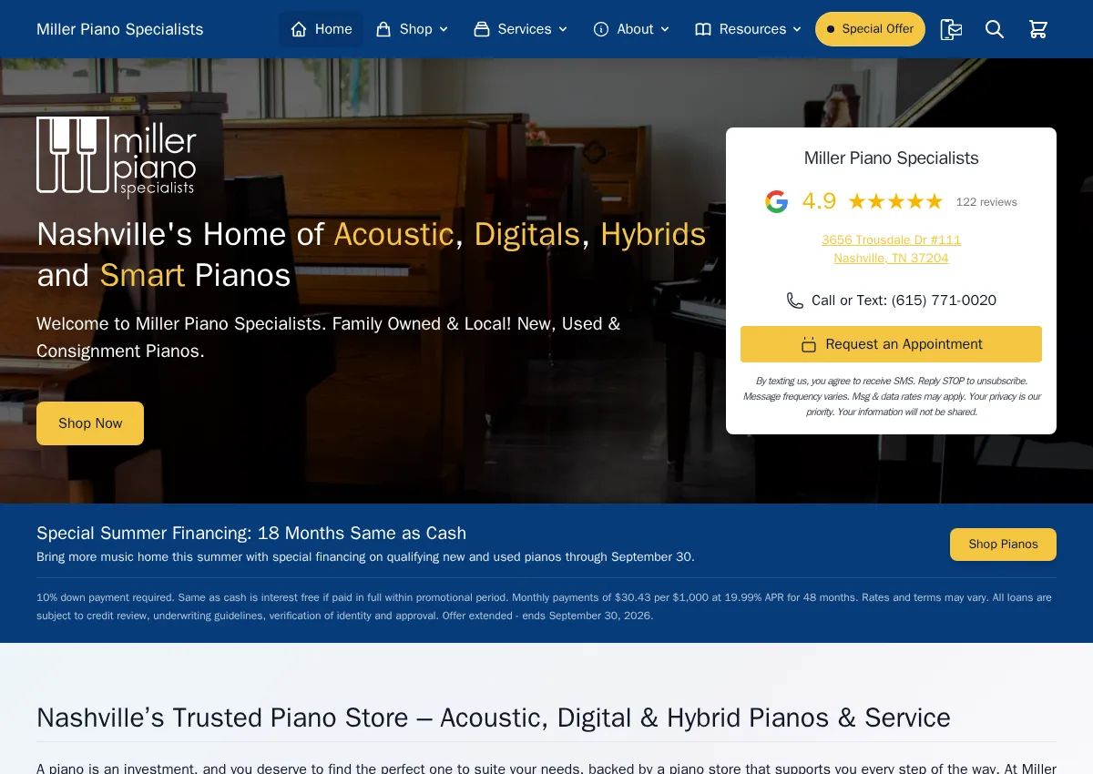 Store homepage