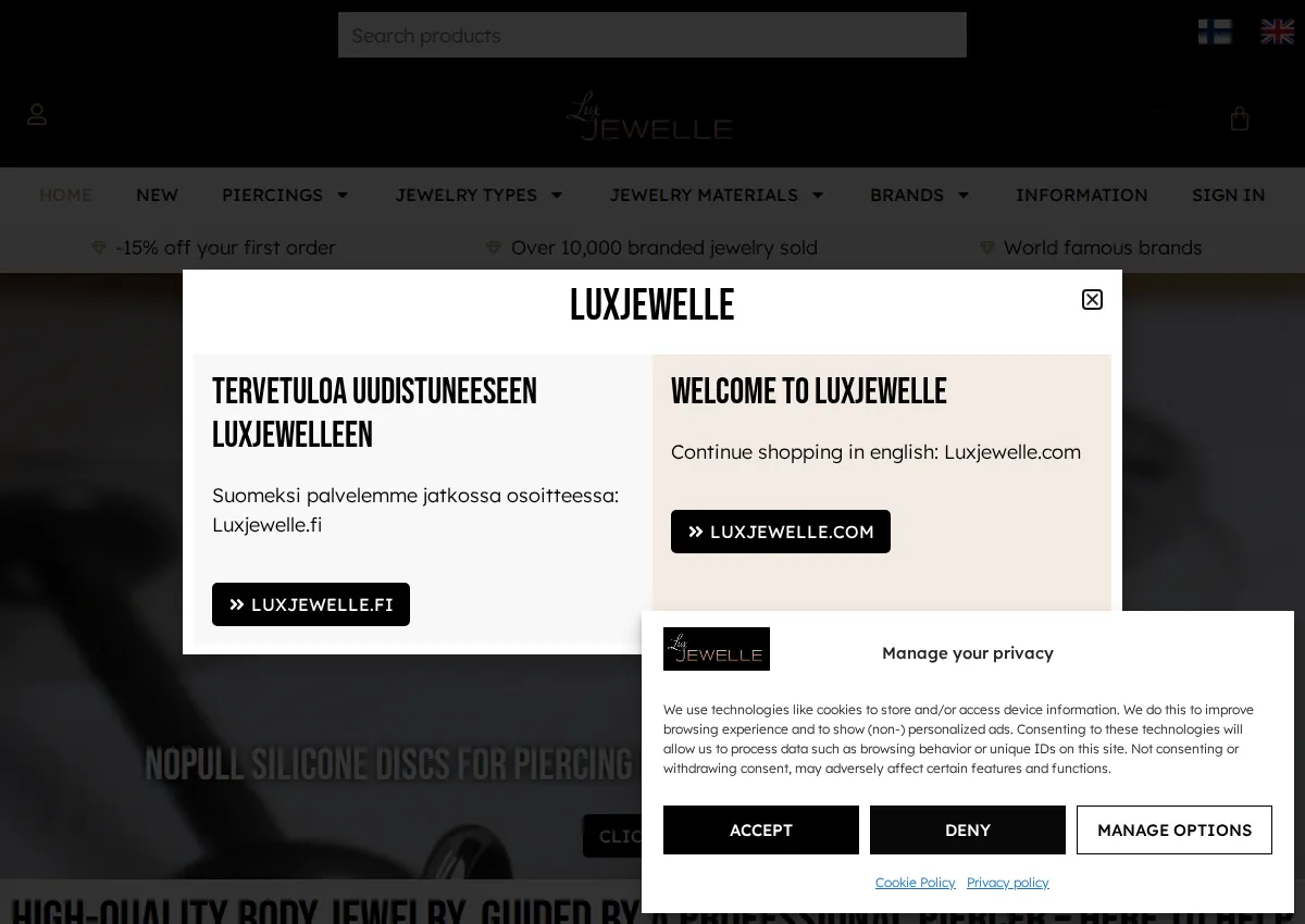 Store homepage