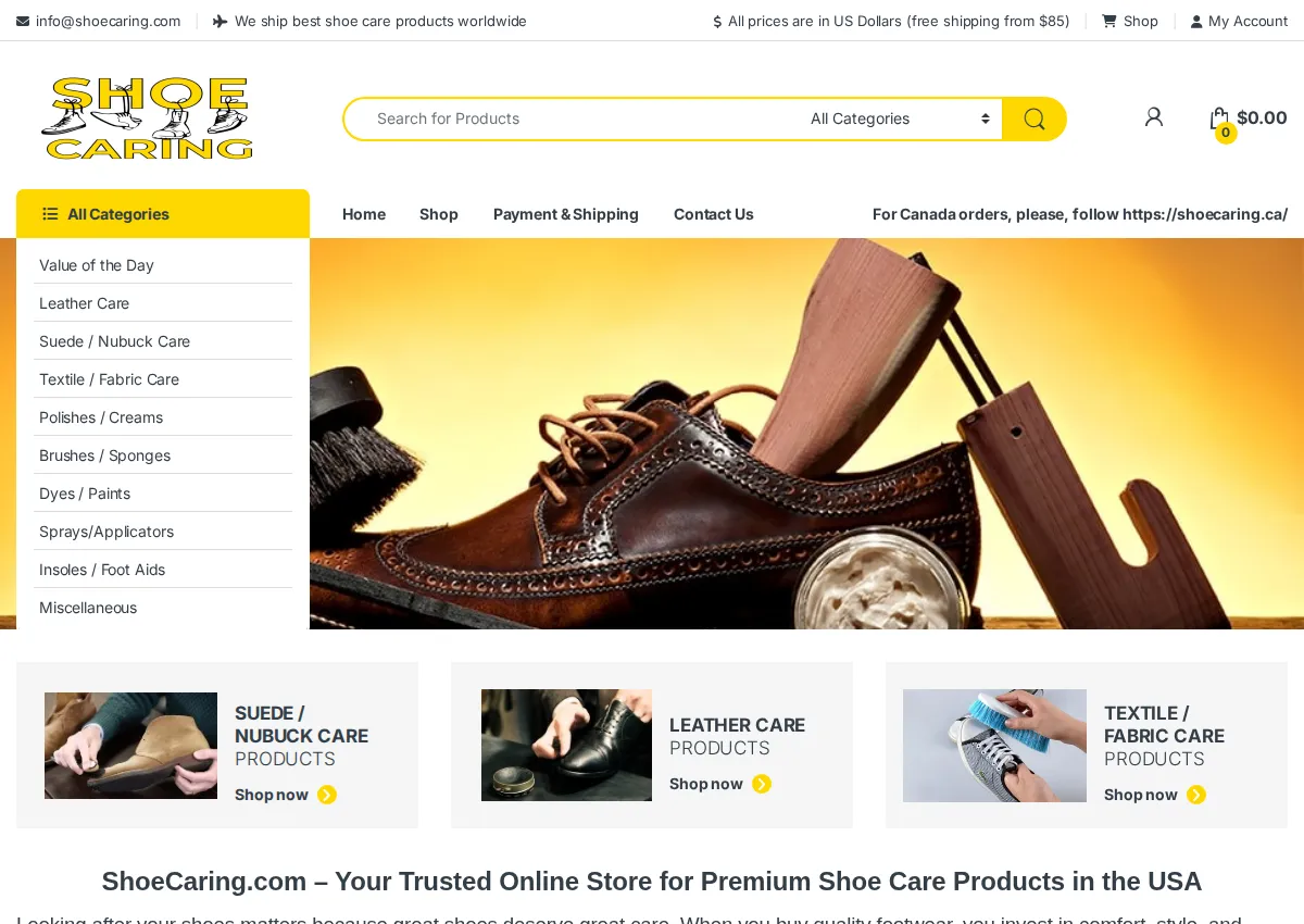 Store homepage