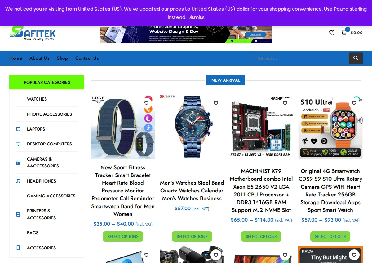 Store homepage
