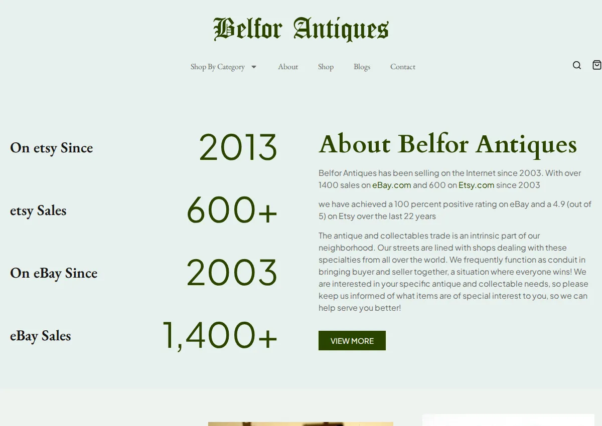 Store homepage