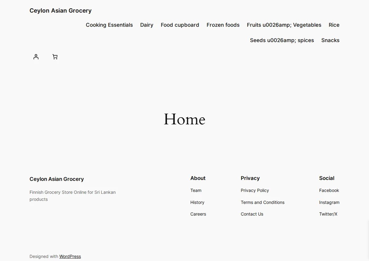 Store homepage