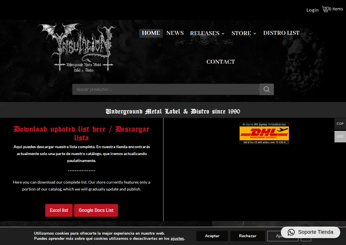 Store homepage