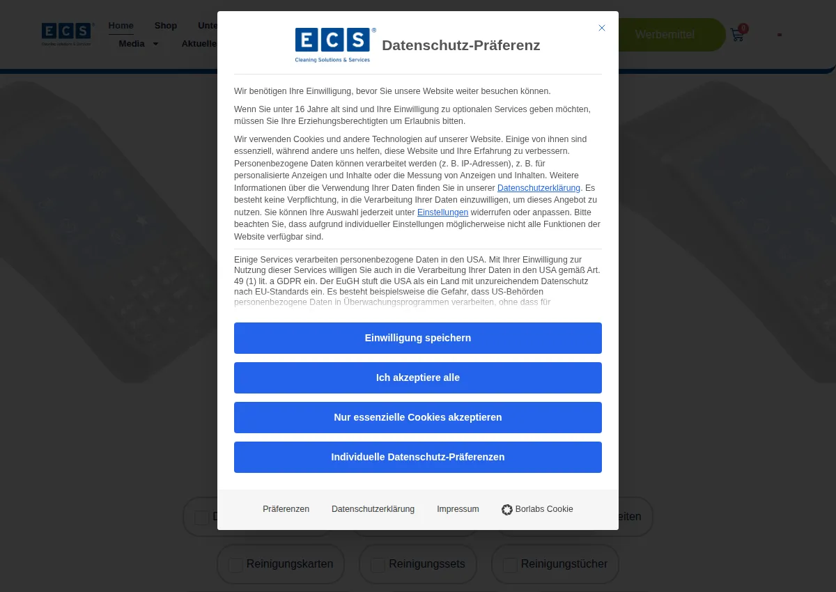Store homepage