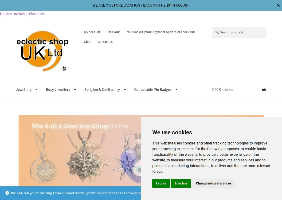 Store homepage