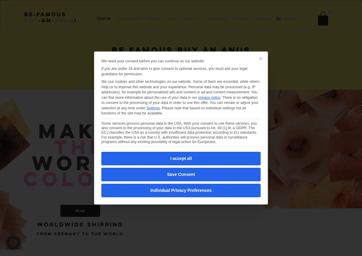 Store homepage