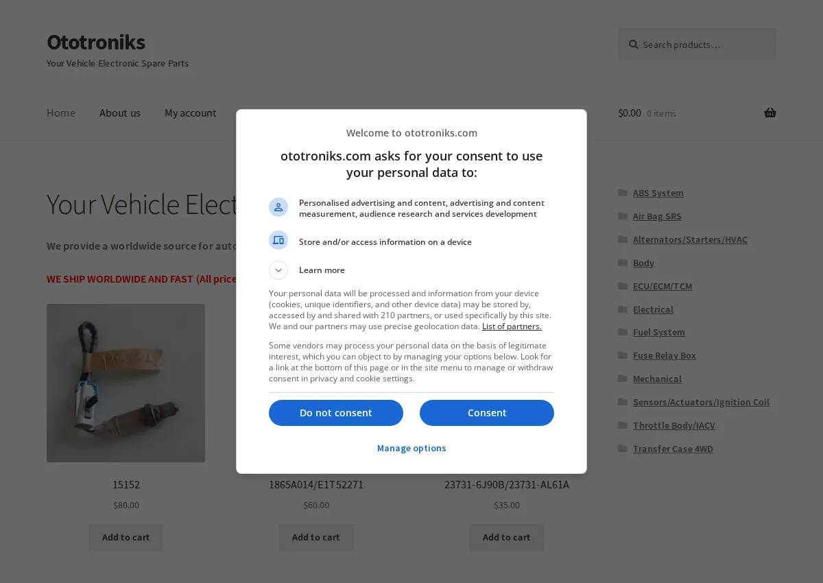 Store homepage