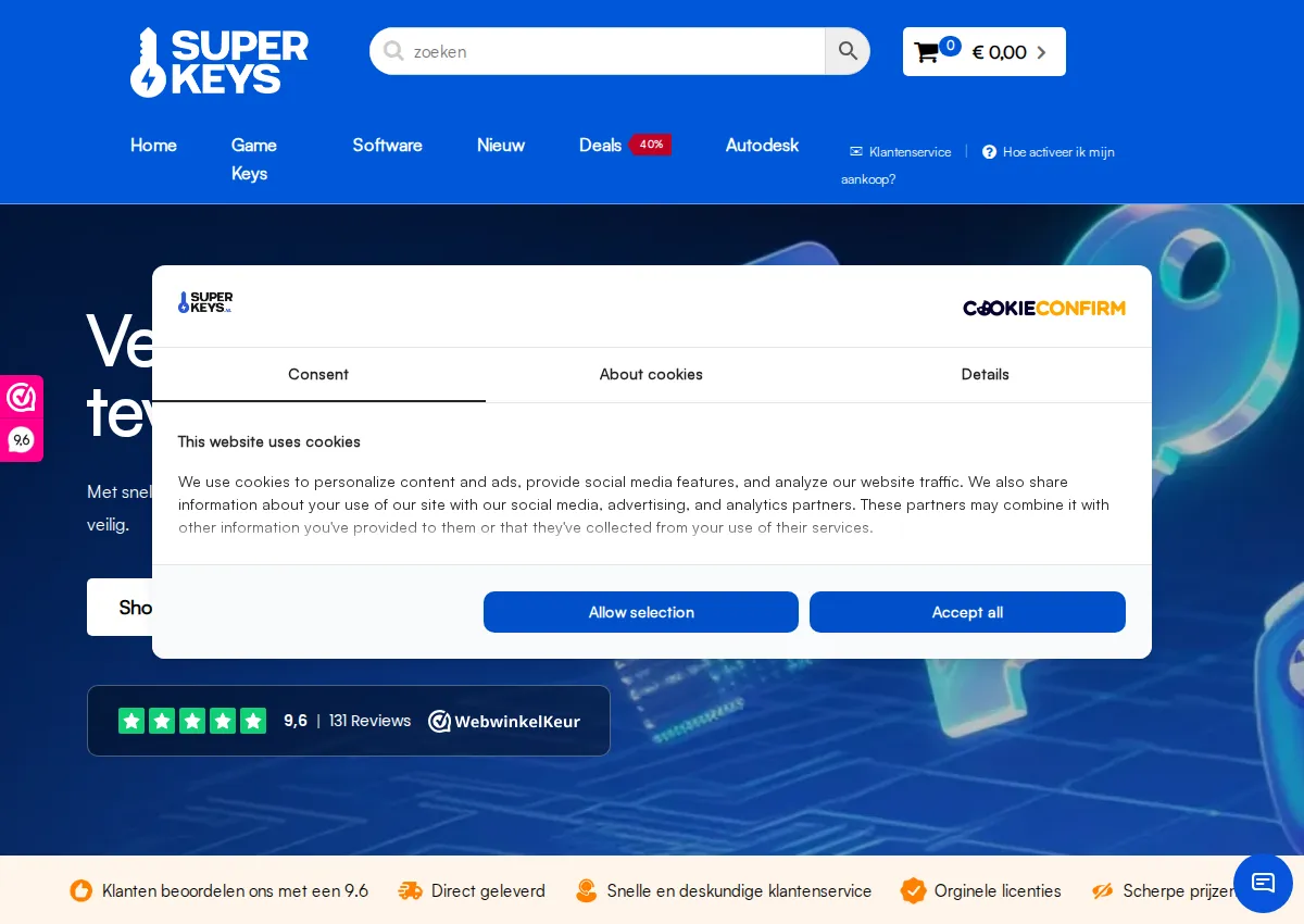 Store homepage