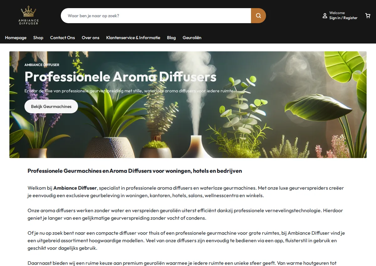 Store homepage