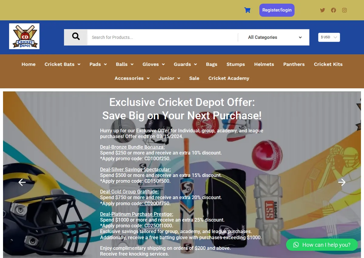 Store homepage