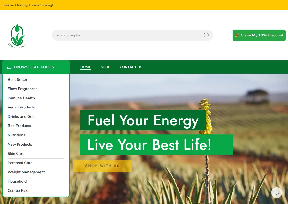 Store homepage