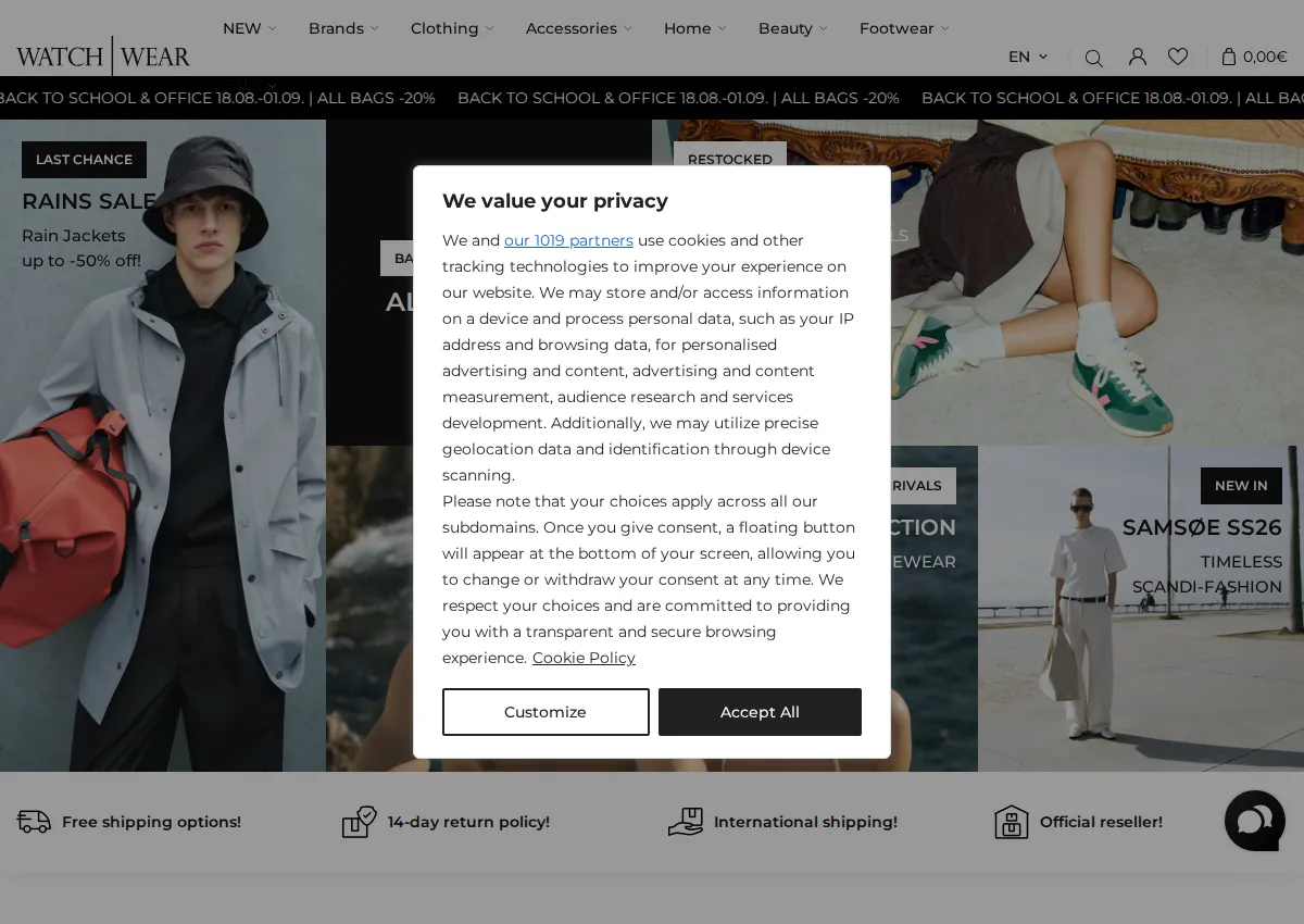 Store homepage