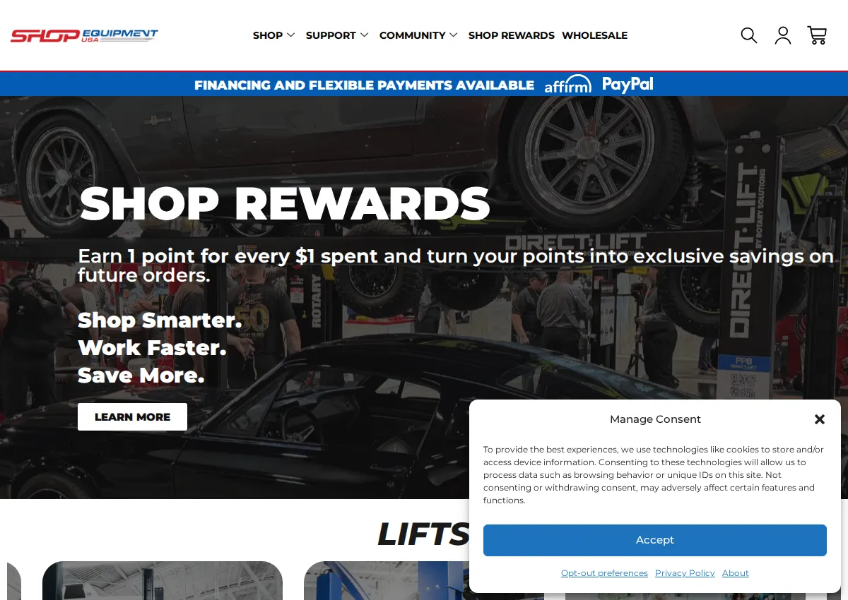 Store homepage