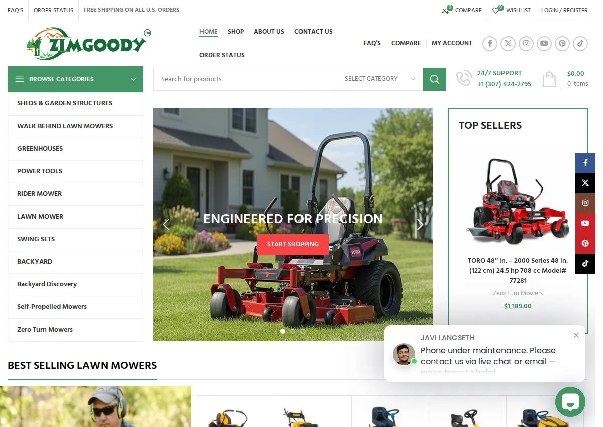 Store homepage