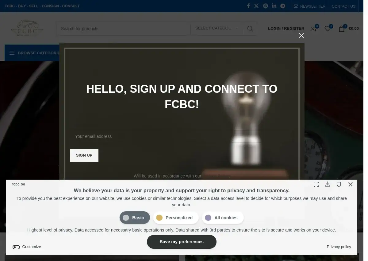 Store homepage