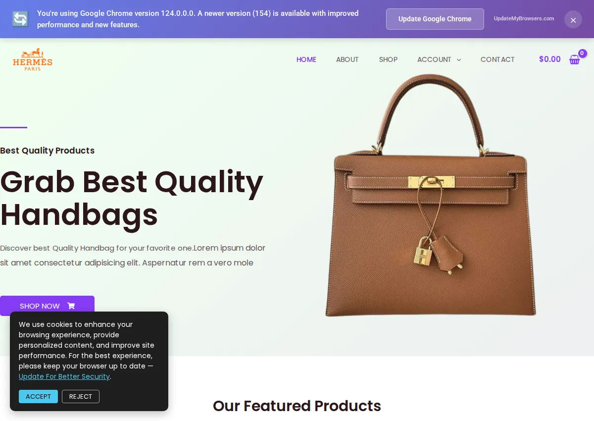 Store homepage