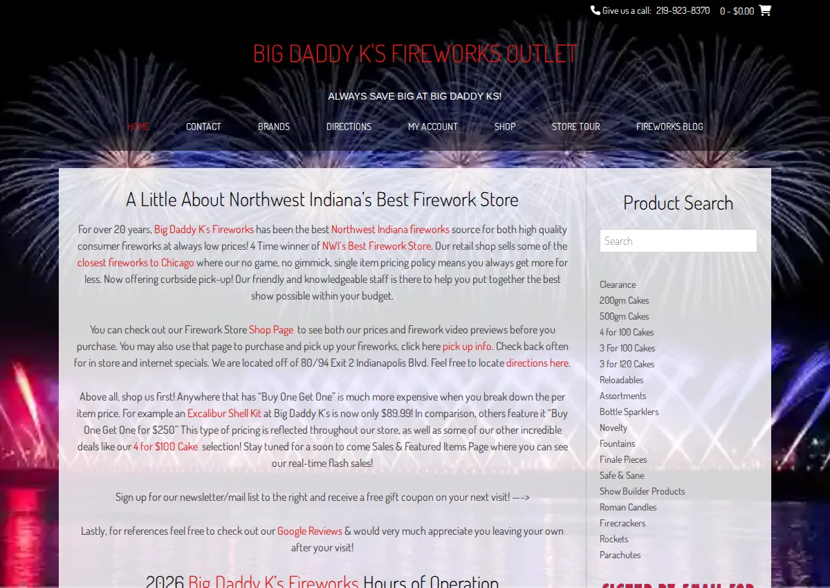 Store homepage