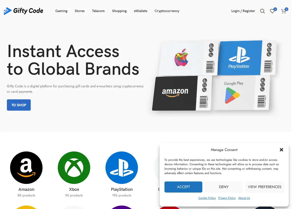 Store homepage