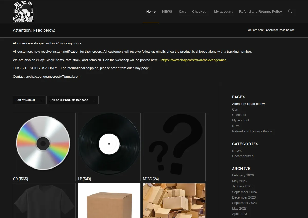 Store homepage