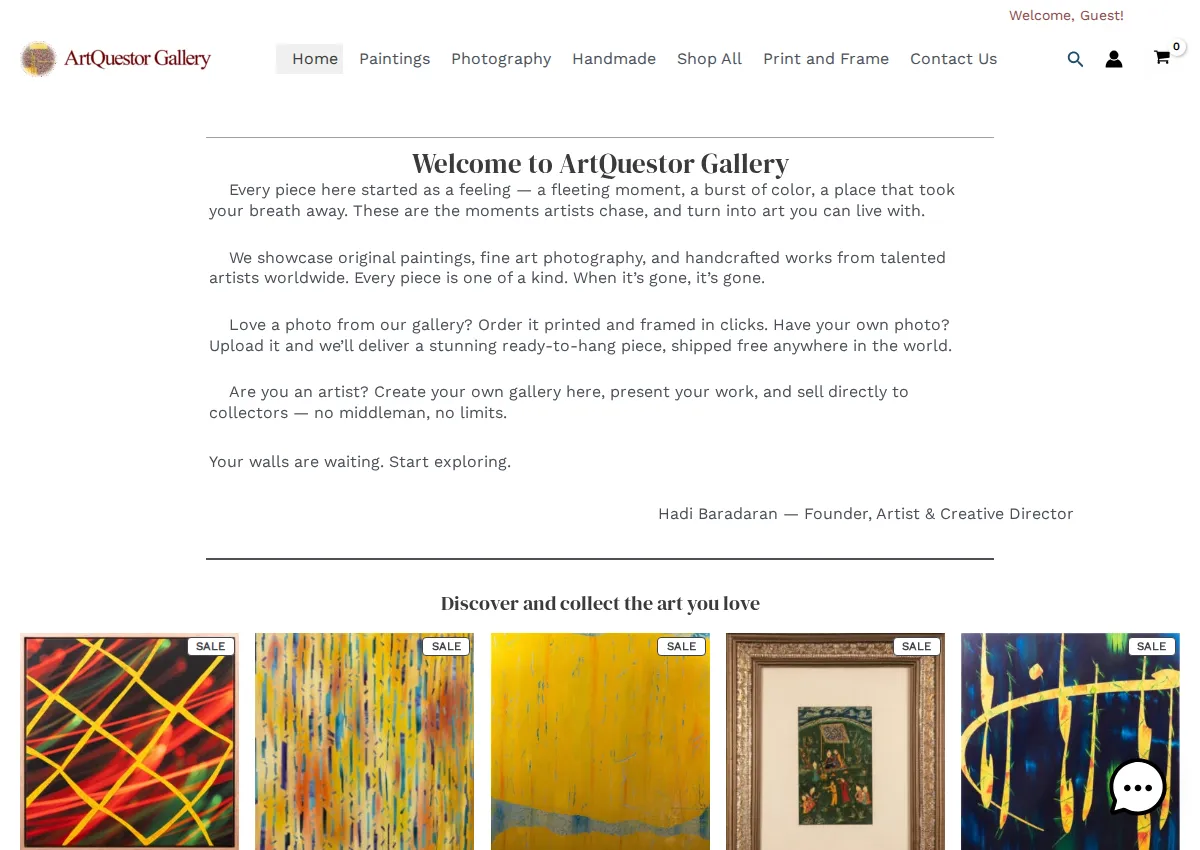 Store homepage