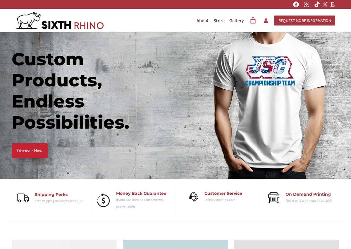 Store homepage