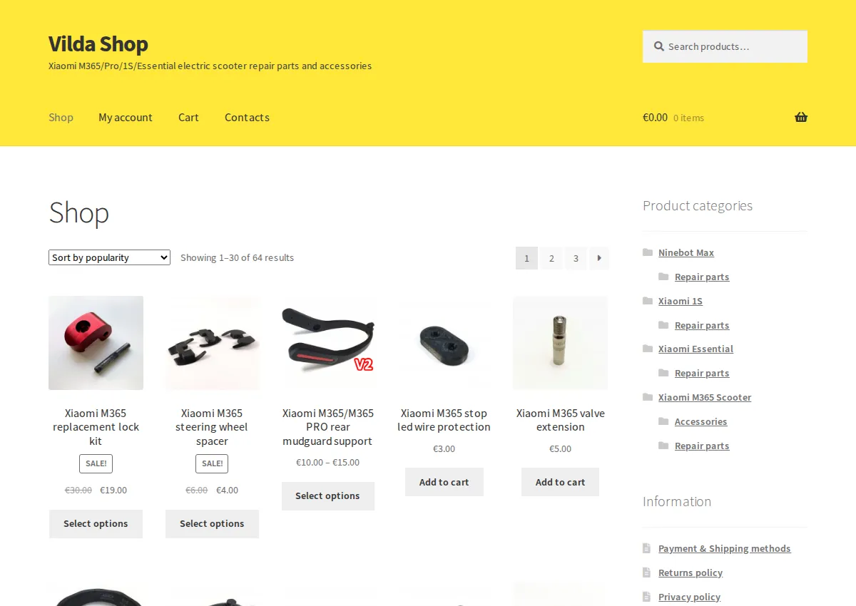 Store homepage