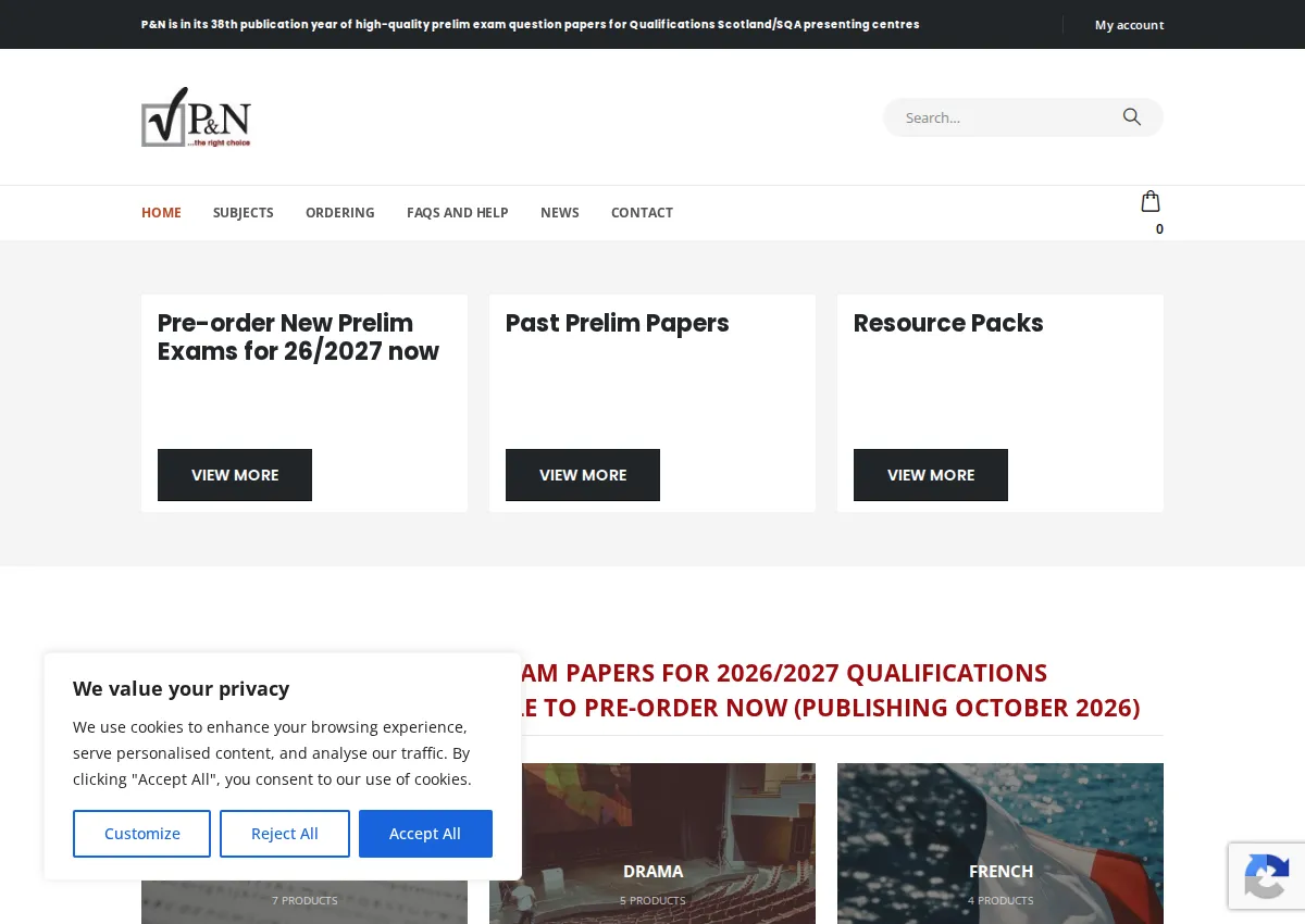 Store homepage
