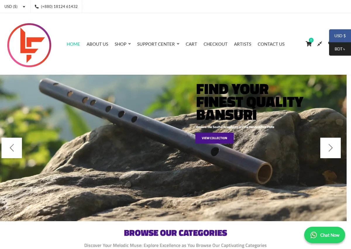 Store homepage