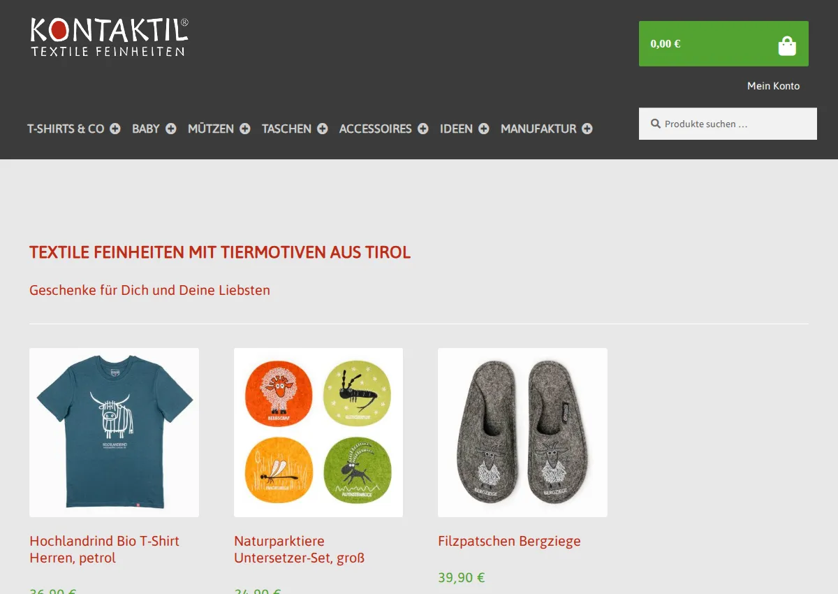 Store homepage
