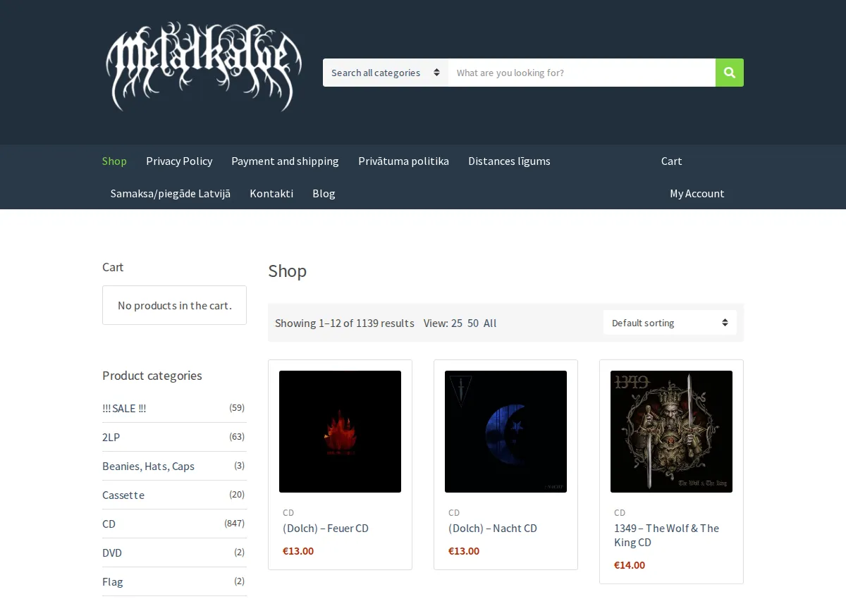 Store homepage