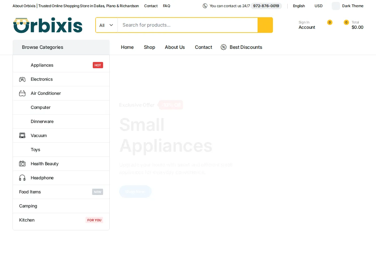 Store homepage