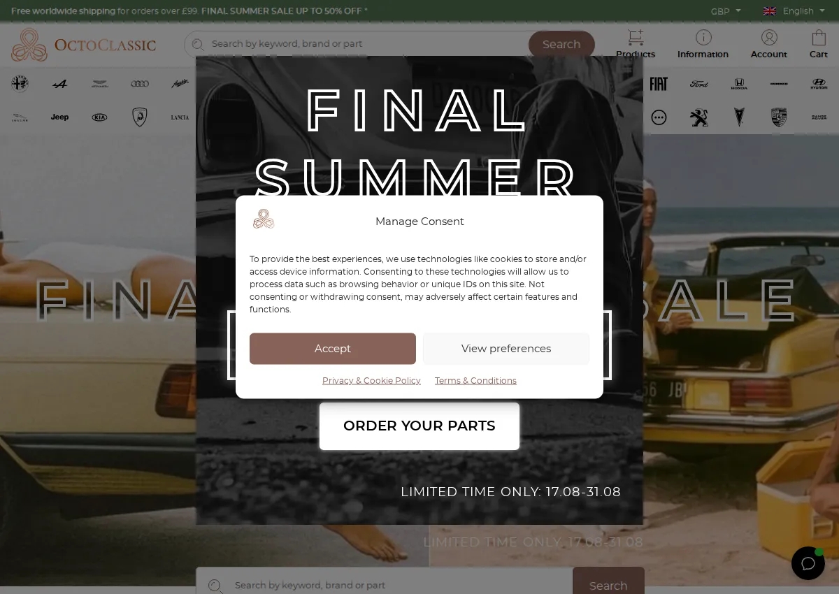 Store homepage