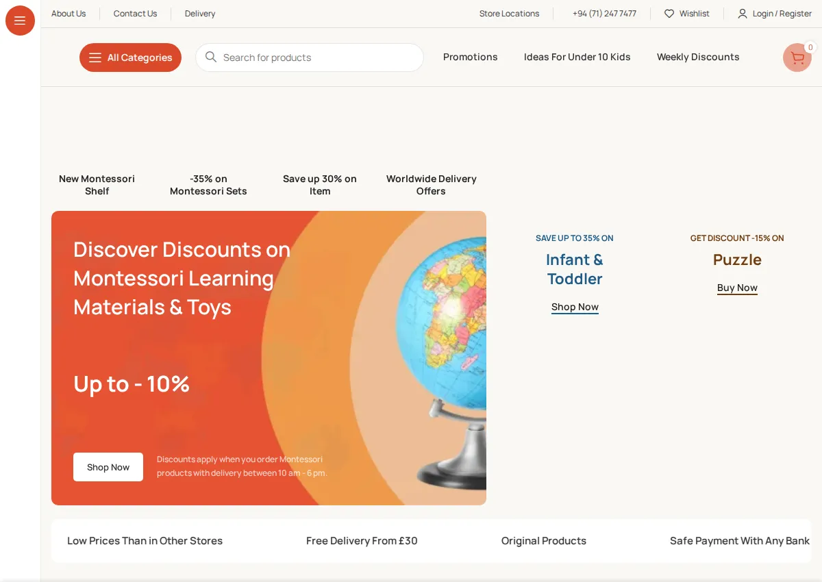 Store homepage
