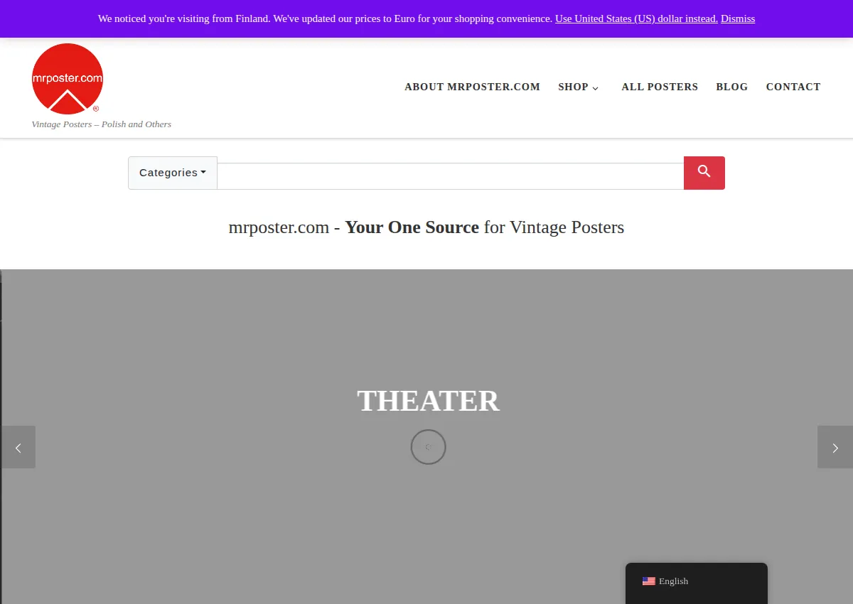 Store homepage