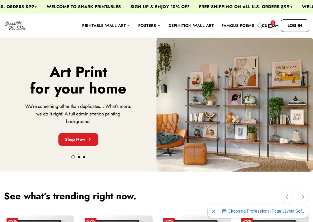 Store homepage