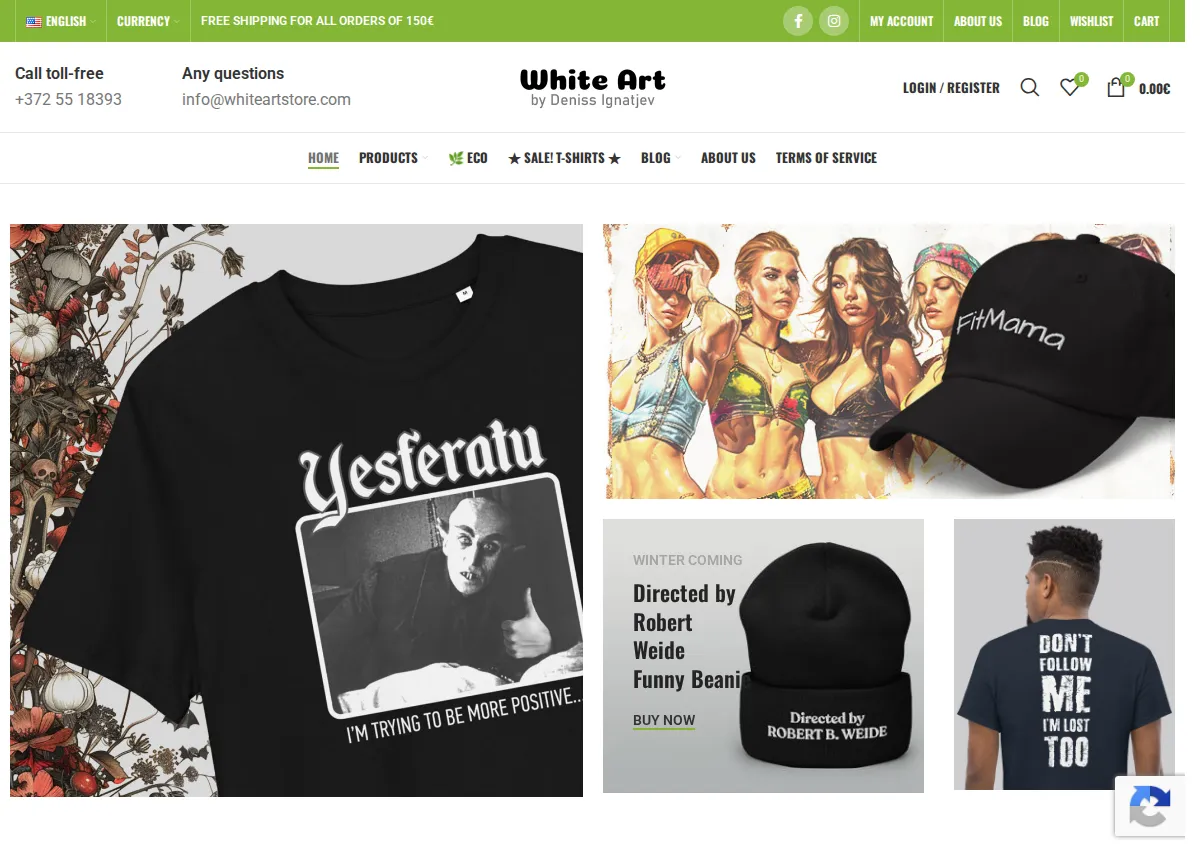 Store homepage
