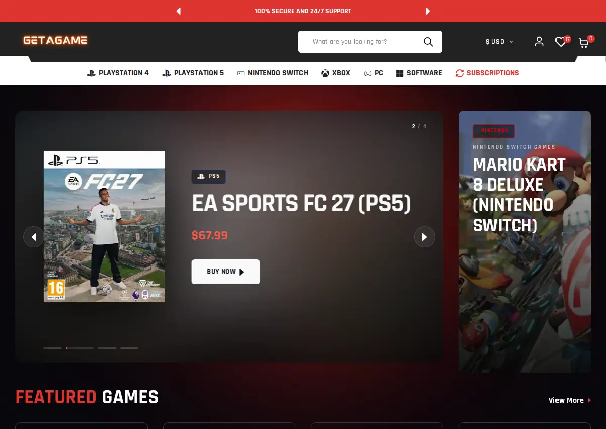 Store homepage