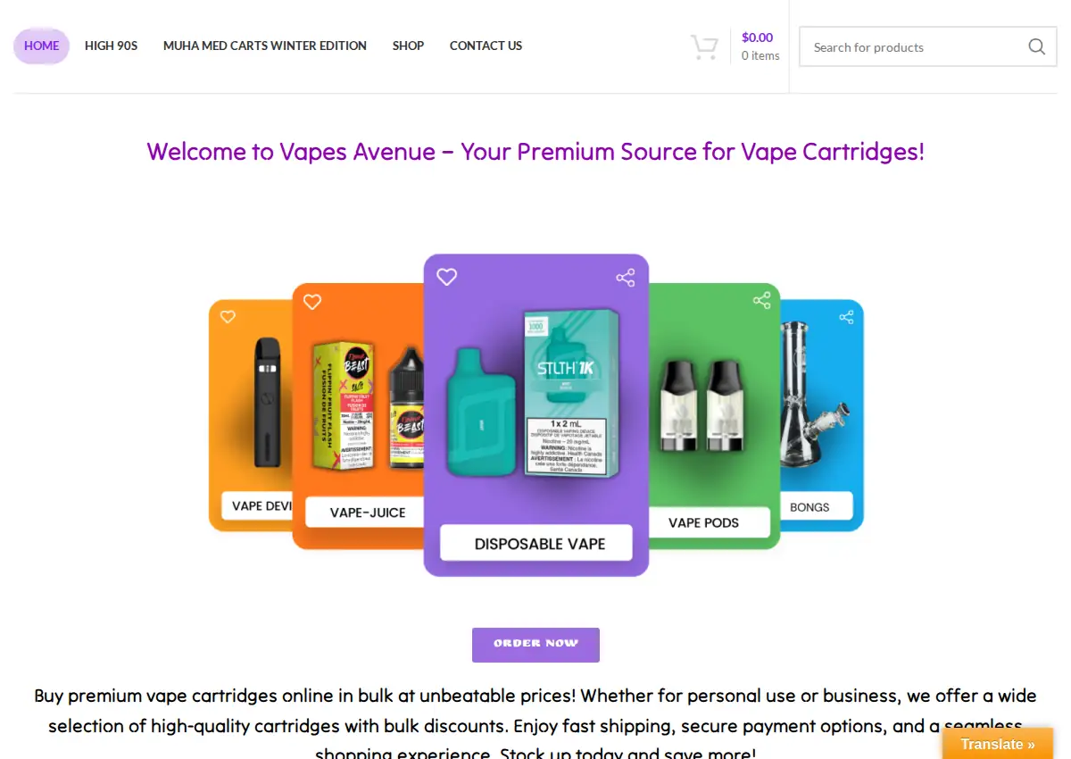 Store homepage