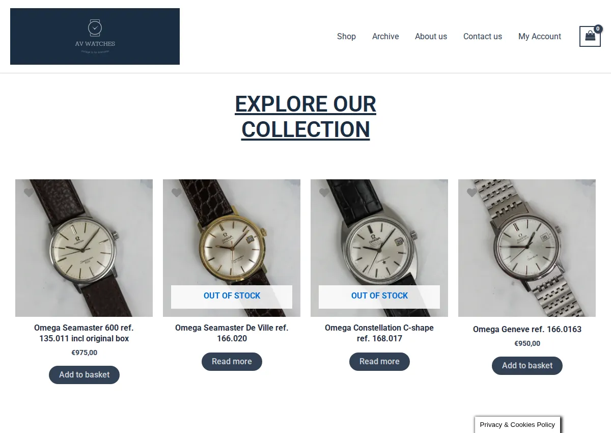 Store homepage