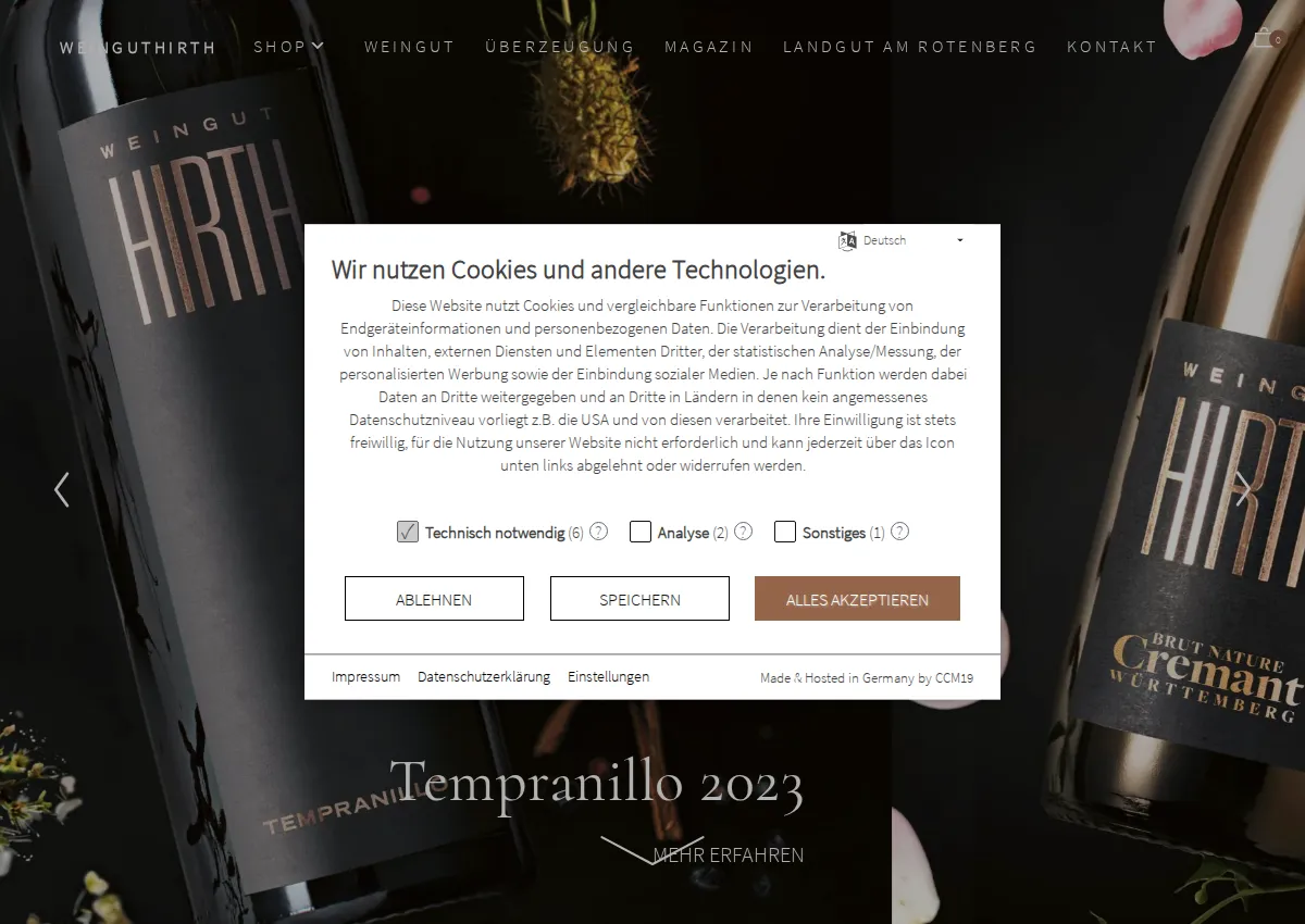 Store homepage