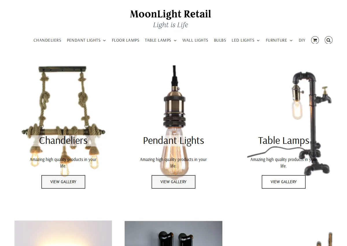 Store homepage