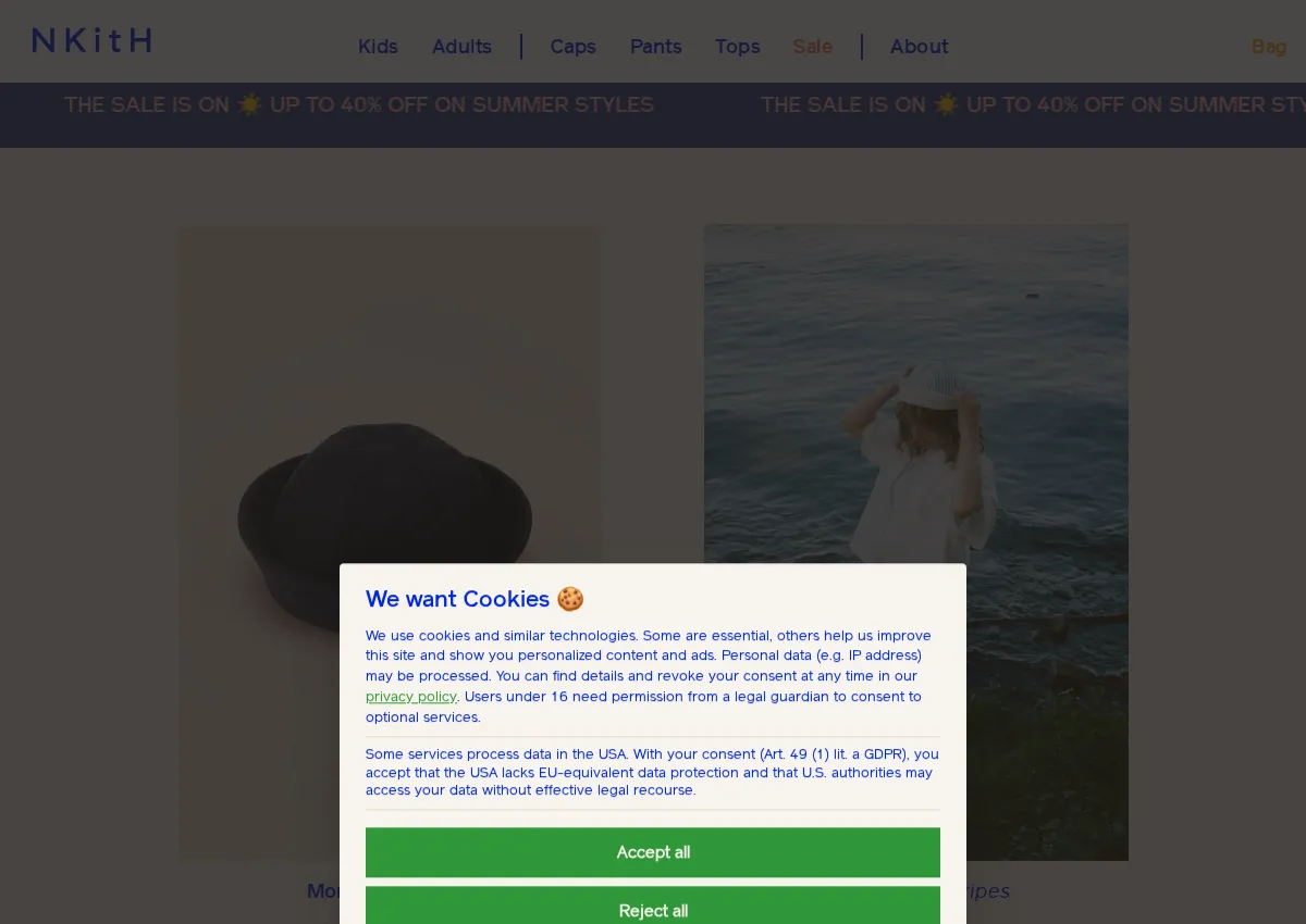 Store homepage