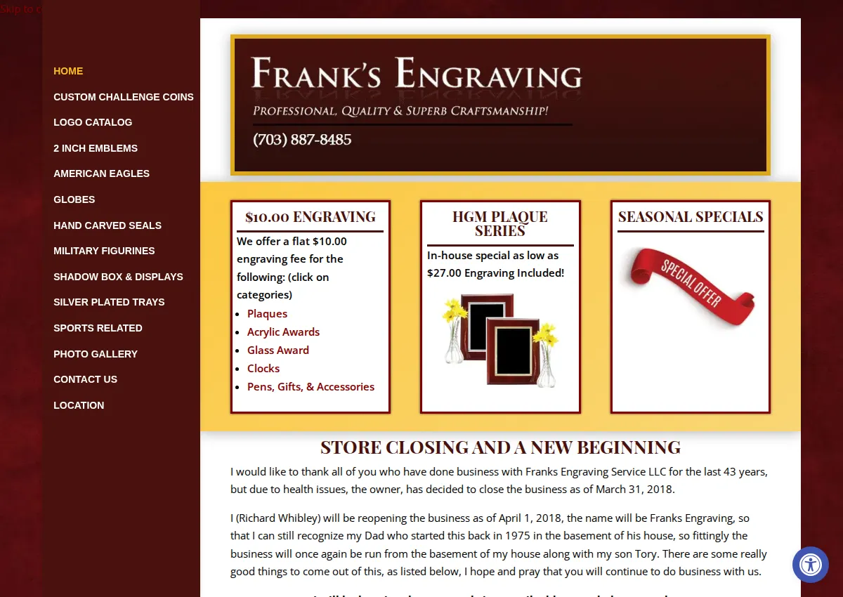 Store homepage