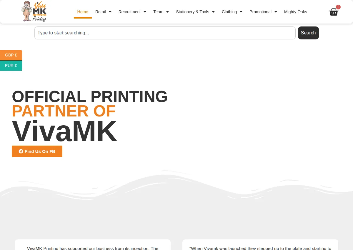 Store homepage