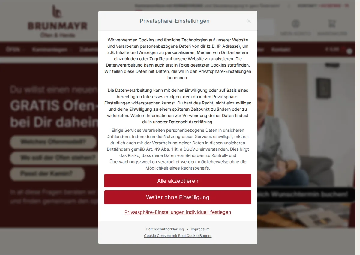 Store homepage