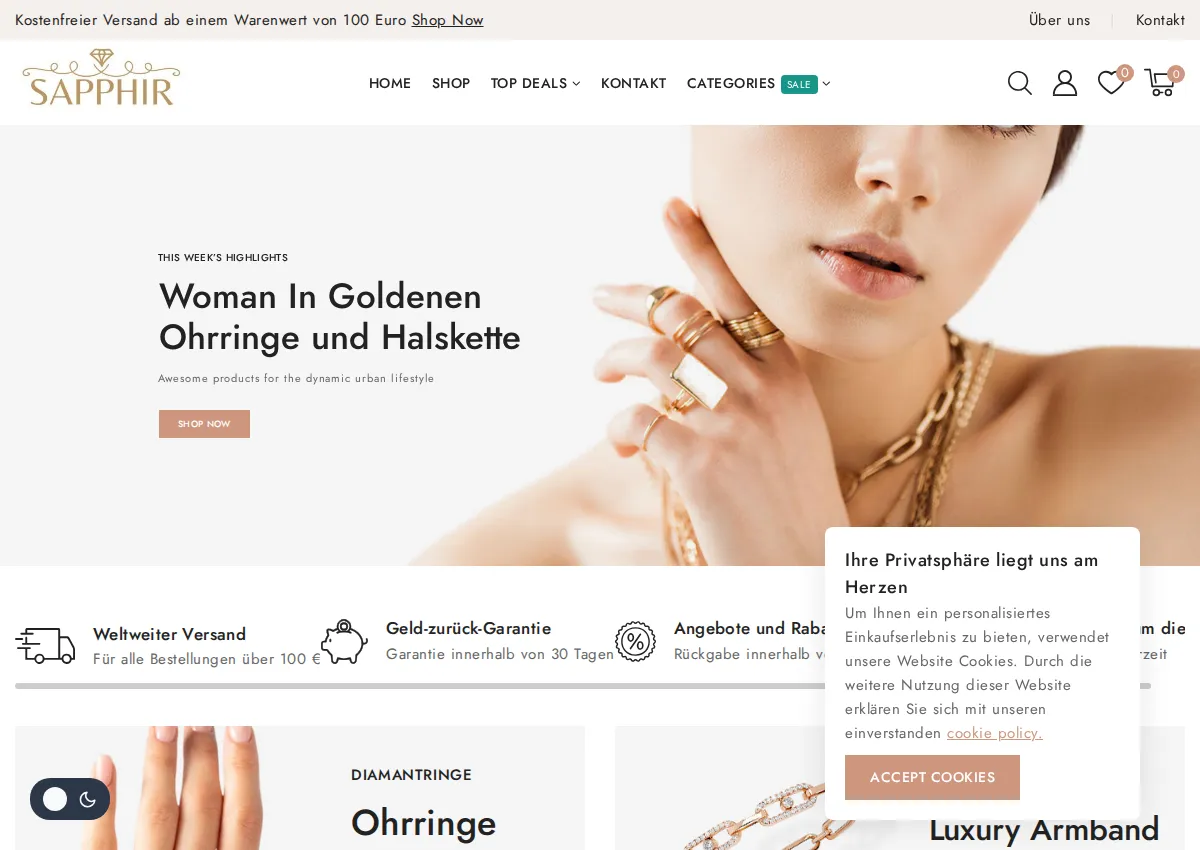 Store homepage
